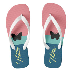 Excellent monogram colour block l pink and blue jandals