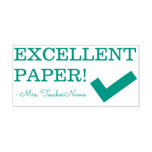 "EXCELLENT PAPER!" + Educator's Name Rubber Stamp