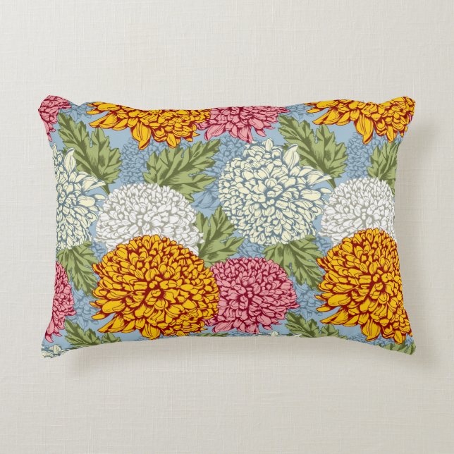 Excellent pattern with chrysanthemums decorative cushion (Front)