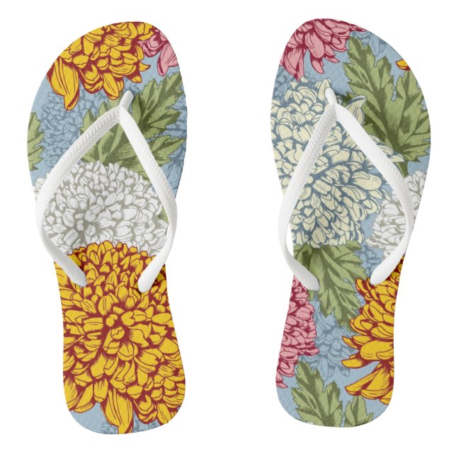 Excellent pattern with chrysanthemums jandals (Footbed)