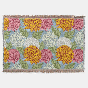 Excellent pattern with chrysanthemums throw blanket