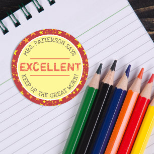 Excellent   Personalised Teachers Classic Round Sticker
