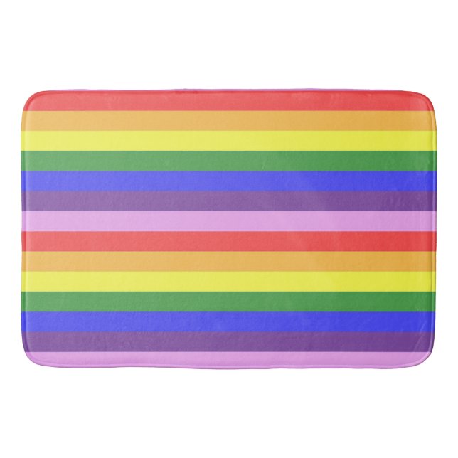 Excellent quality Rainbow Stripe Bright Colours Bath Mat (Front)