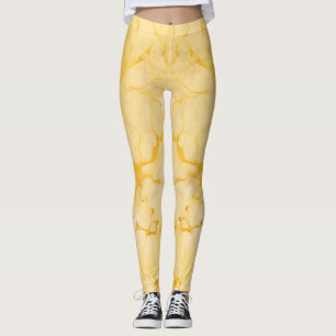 Excellent Yellow Marble Colour Print Leggings