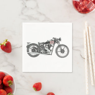 Excelsior Warrior Motorcycle Drawing Motorbike Napkin