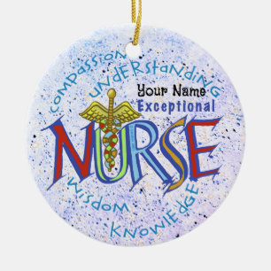 Exceptional nurse motto  ceramic tree decoration