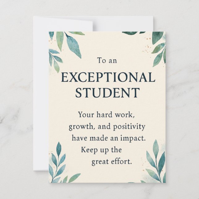 Exceptional Student – Inspirational Teacher Apprec (Front)