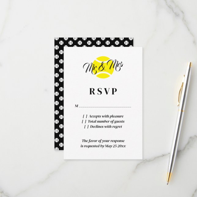 Exceptional tennis theme wedding RSVP cards (Front/Back In Situ)