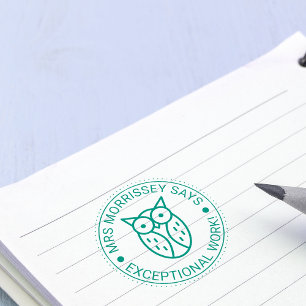 Exceptional Work Owl Teachers Personalised Self-inking Stamp