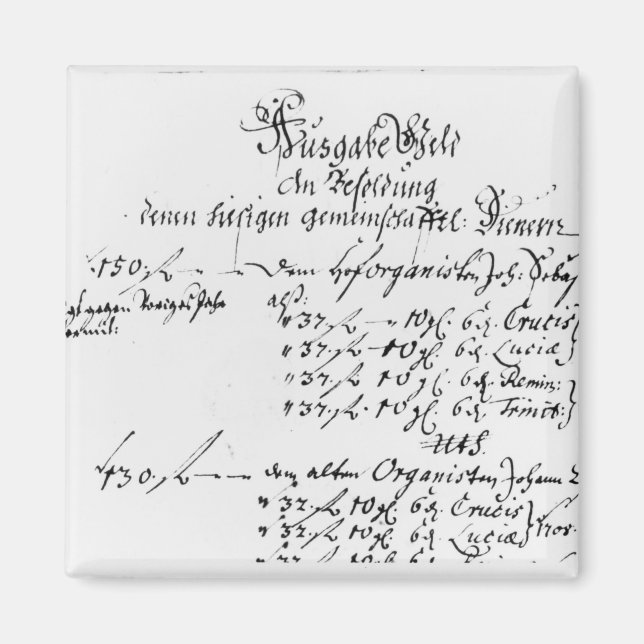 Excerpt from J.S. Bach's salary payment Magnet (Front)
