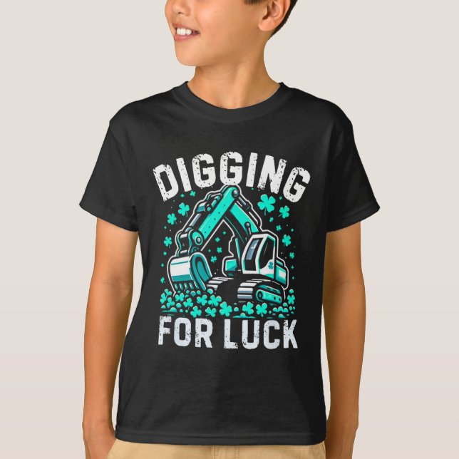 Excevator St Patricks Day Boys St Pats Constructio T-Shirt (Front)
