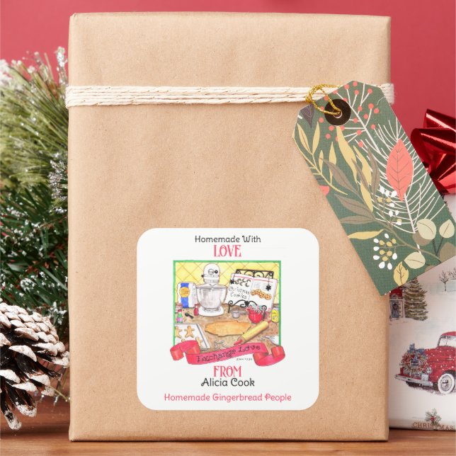 Exchange Love Personalised Homemade Gift Square Sticker (Holiday)