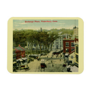 Exchange Place, Waterbury, Connecticut Vintage Magnet