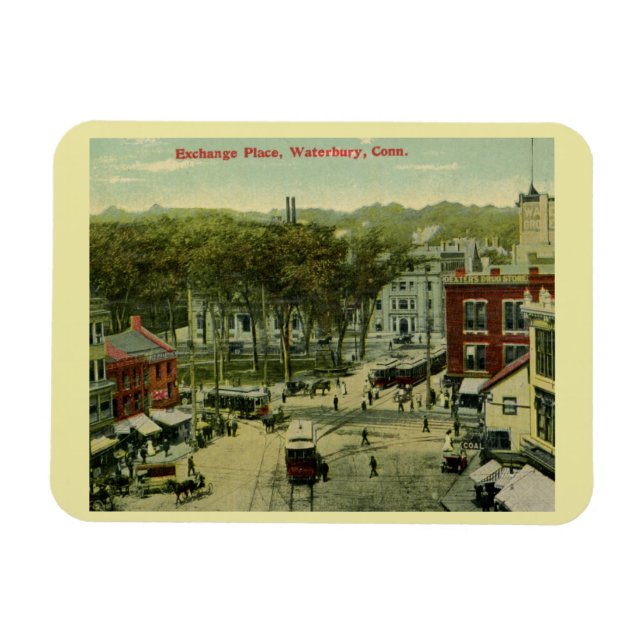 Exchange Place, Waterbury, Connecticut Vintage  Magnet (Horizontal)