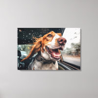 Excited Dog on Rainy Car Ride Art Print