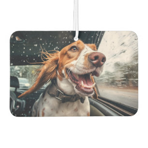 Excited Dog on Rainy Car Ride Art Print Air Freshener