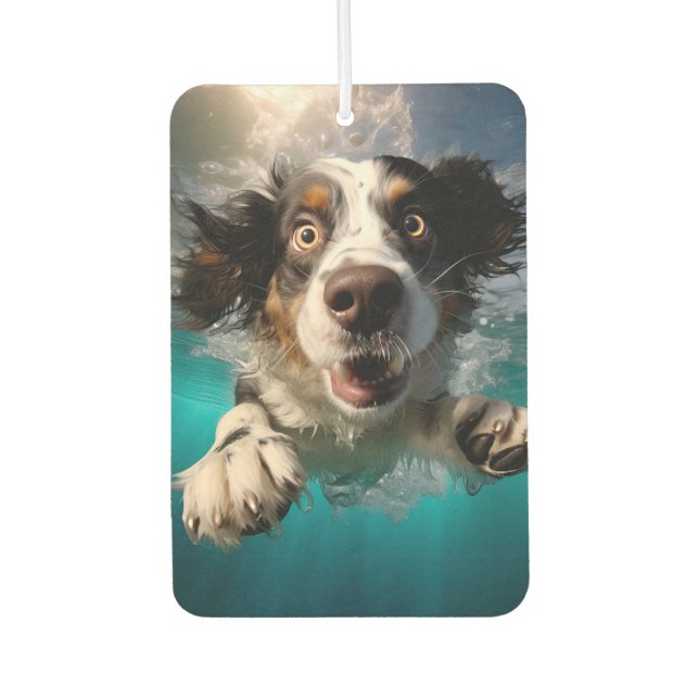 Excited Dog Swimming Underwater Design Car Air Freshener (Front)