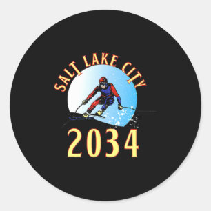 Excited for 2034 for salt lake city utah  classic round sticker