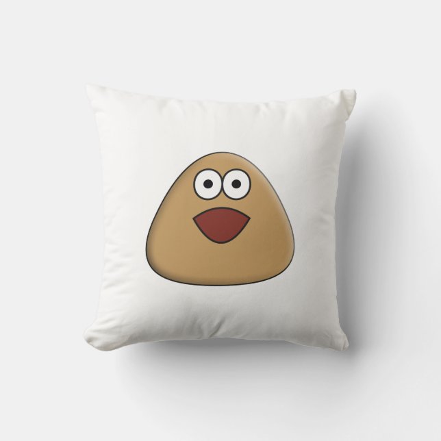 Excited & Hungry Pou Square Pillow (Front)