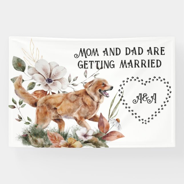 Excited Labrador Retriever Follow Me Wedding Sign (Horizontal)