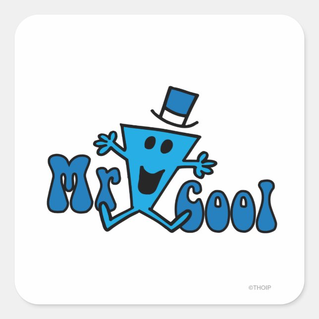 Excited Mr. Cool Jumping For Joy Square Sticker (Front)