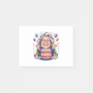 Excited Old Lady Birthday Cake Art Post-it Notes