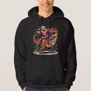 Excited Santa Lizard on Christmas Dino Hoodie
