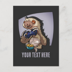 Excited Sloth Character Video Game Cartoon Art Postcard