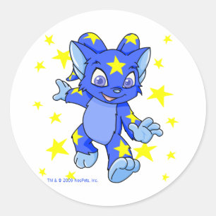 Excited Starry Acara with star burst Classic Round Sticker