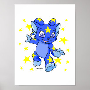 Excited Starry Acara with star burst Poster