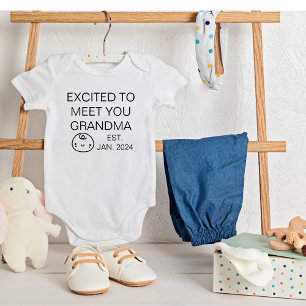 Excited To Meet You Grandma Pregnancy Announcemnt Baby Bodysuit