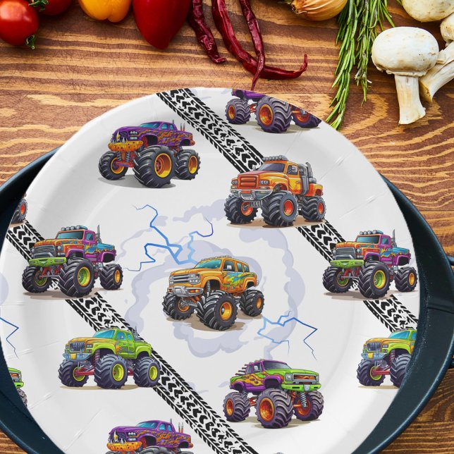 Exciting Kids Monster Truck Pattern Paper Plate (Creator Uploaded)