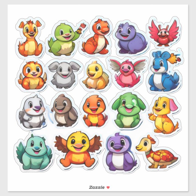 Exciting set of cartoon animal stickers (Sheet)