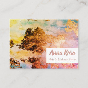 * Exciting Watercolor Abstract Gold Blue Pink Business Card