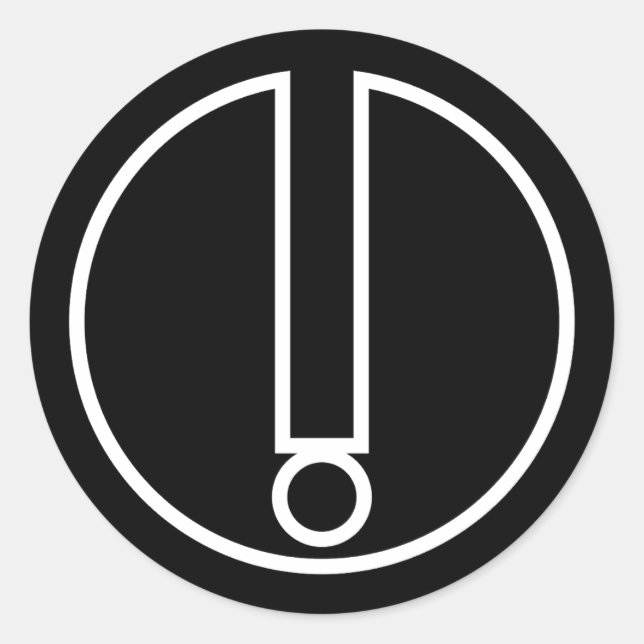 Exclamation mark Symbol in black circle Classic Round Sticker (Front)