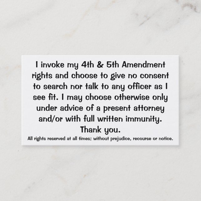 Exclamation of Constitutional Rights Cards (Front)