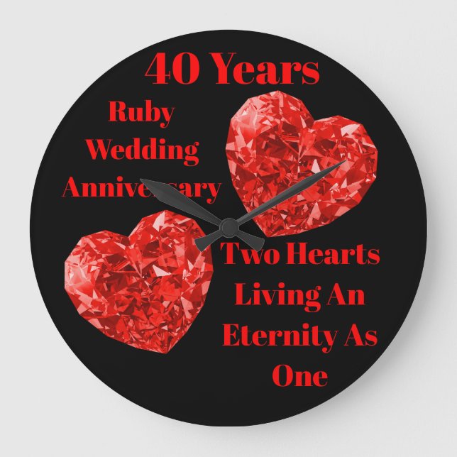 Exclusive 40th / Ruby Wedding Anniversary Clock (Front)