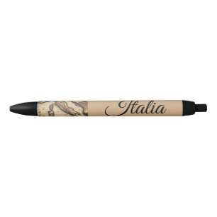 Exclusive Antique Italy Map Design Black Ink Pen