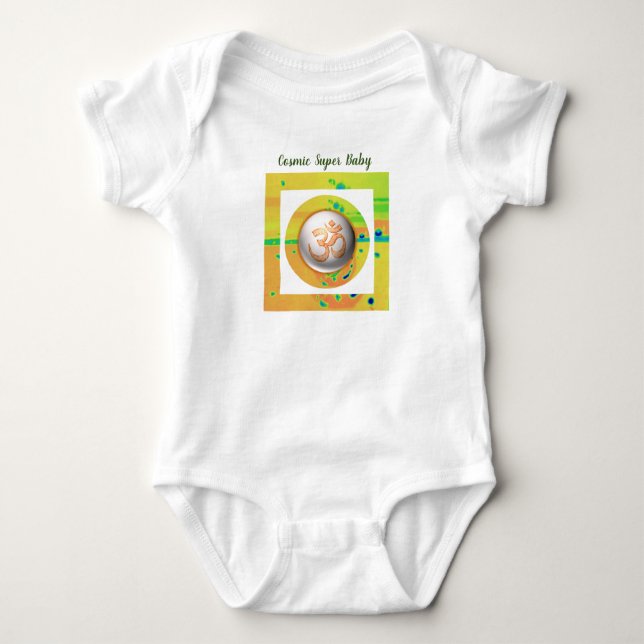 Exclusive Cosmic Super Baby Ohm Modern Art Outfit Baby Bodysuit (Front)