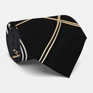 Exclusive Geometric Black Gold Neck Tie