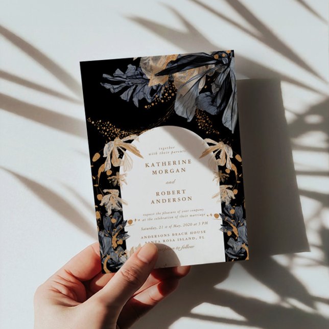 Exclusive Gold And Black Floral Wedding Invitation (Creator Uploaded)