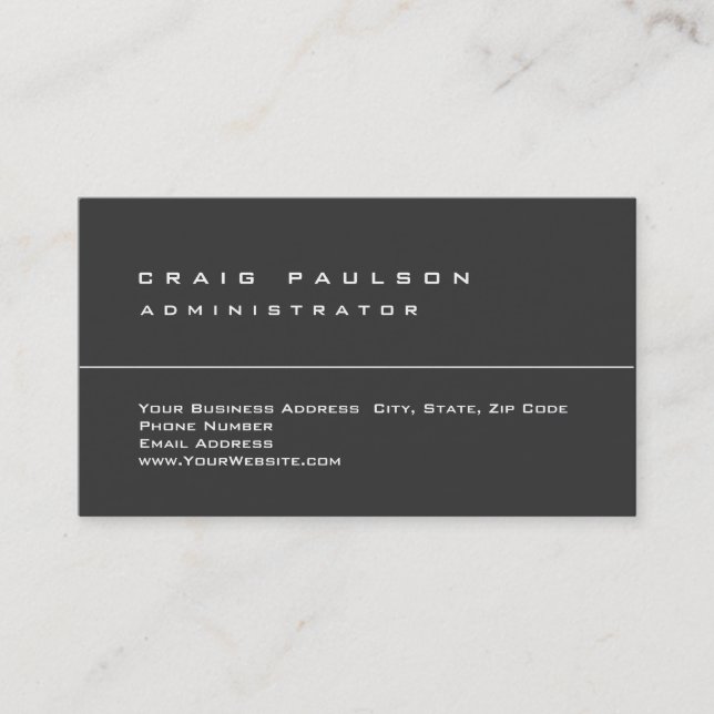 Exclusive Grey Clean Simple Stylish Plain Business Card (Front)