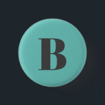 Exclusive Light Teal Grey Monogram Initial Letter 3 Cm Round Badge<br><div class="desc">You Can Easily Change the Fonts,  Background Image and Colour,  Letter Characters.</div>