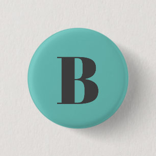 Exclusive Light Teal Grey Monogram Initial Letter 3 Cm Round Badge