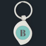Exclusive Light Teal Grey Monogram Initial Letter Key Ring<br><div class="desc">You Can Easily Change the Fonts,  Background Image and Colour,  Letter Characters.</div>