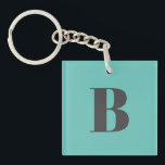 Exclusive Light Teal Grey Monogram Initial Letter Key Ring<br><div class="desc">You Can Easily Change the Fonts,  Background Image and Colour,  Letter Characters.</div>