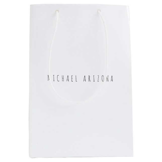 Exclusive Personal Modern Add Name Minimalist Medium Gift Bag (Front)