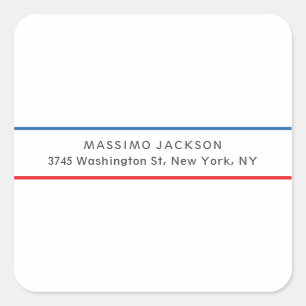 Exclusive Personal Modern Blue Red White Square Sticker