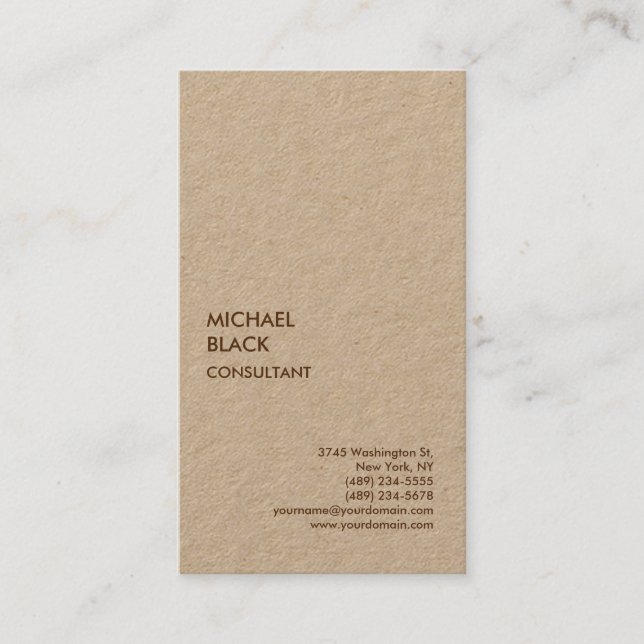 Exclusive Premium Kraft Unique Modern Minimalist Business Card (Front)