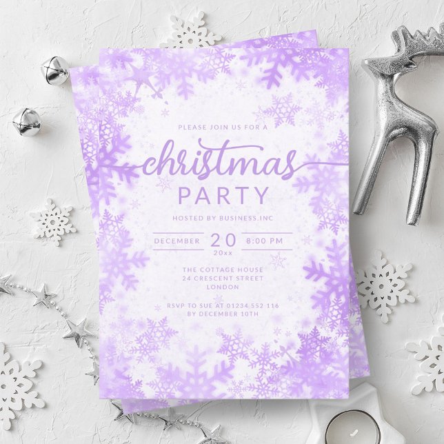 Exclusive Purple Snowflakes Company Christmas  Invitation (Exclusive Purple Snowflakes Company Christmas Invitation)